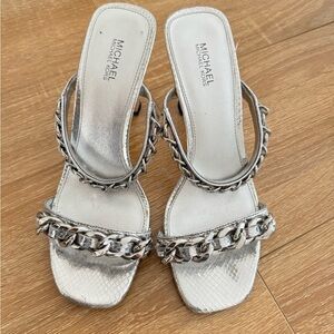 Michael Kors Metallic Silver Chain Heels